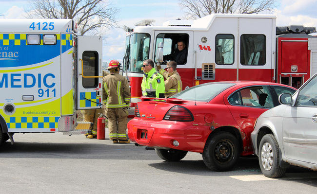  Kingston Police, Kingston Fire and Rescue, and Frontenac Paramedic Services collaborate to create a texting and driving PSA commercial in Kingston on Wednesday. (Steph Crosier/The Whig-Standard) 