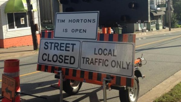 Tim Hortons traffic sign