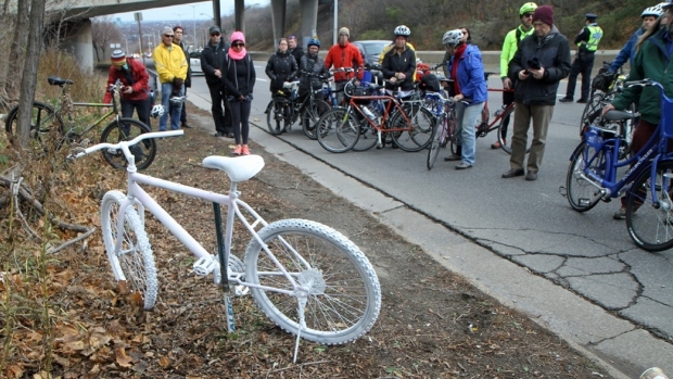 Ghost bike memorial for Jay Keddy.