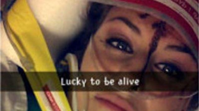 SNAPCHAT Christal McGee posted this photo to SnapChat after the crash caused by trying to post a photo to SnapChat