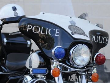 A police motorcycle is pictured