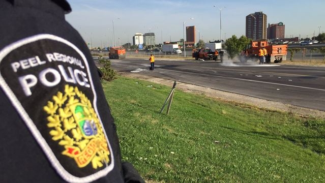 Photo supplied by Peel Police Peel Regional Police remain at the scene of a fatal crash caused by a suspected impaired driver near Pearson International Airport early Thursday (Aug. 11)
